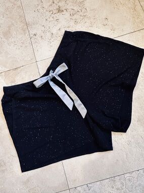 SOMA Black Sparkle Lounge Shorts with Gray Bow